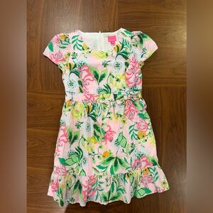 Lilly Pulitzer Pink Floral Kids Dress with Bow Size 10